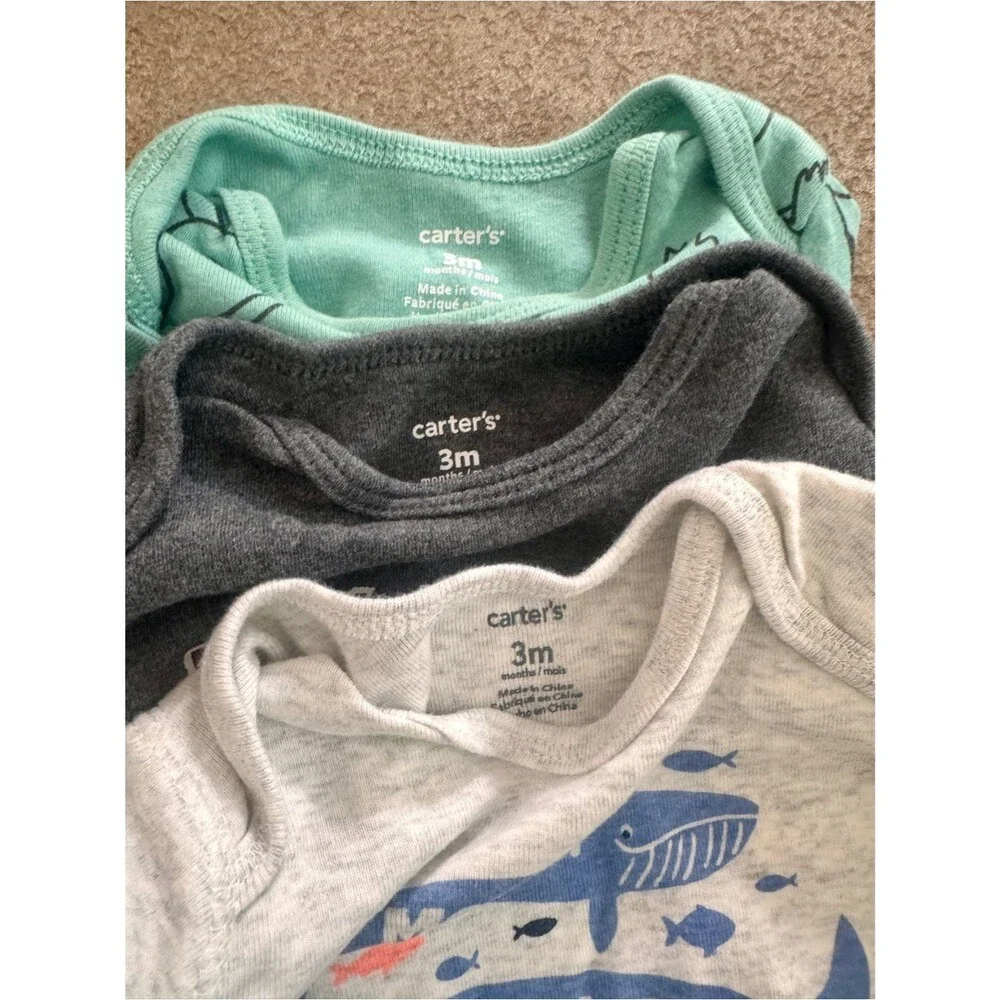 Carter's Boys 3M Fall Winter Clothes Lot 9 Pc Sleepers Bodysuits Outfit Set